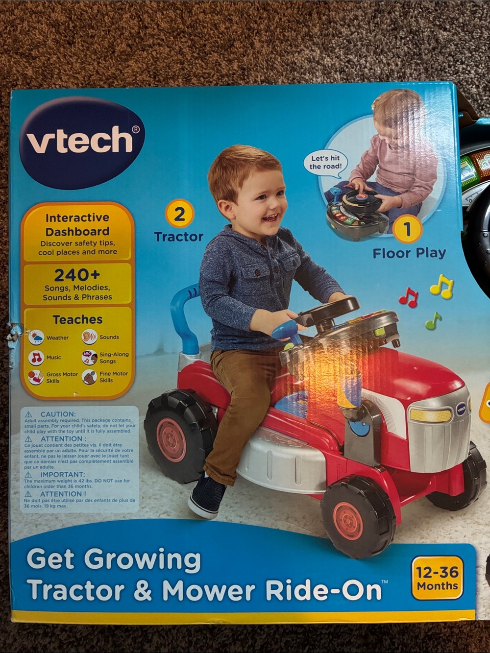 Vtech Get Growing Tractor & Mower Ride-On Toy - Picture 2 of 7